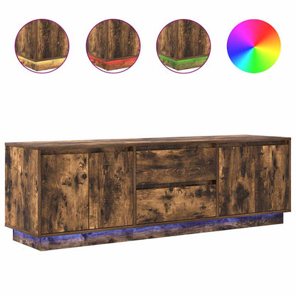 TV-Møbel Røkt EikTV-benk med LED-lys 160,5x41x50 cm