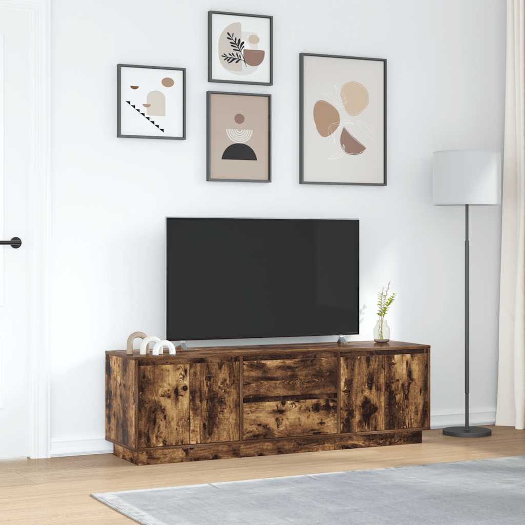 TV-Møbel Røkt EikTV-benk med LED-lys 160,5x41x50 cm