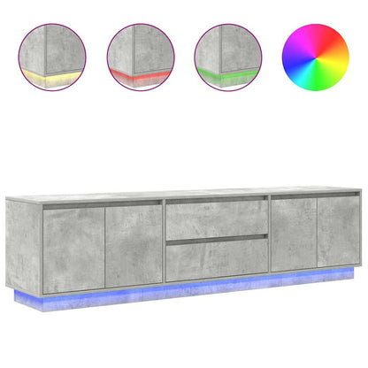 TV-Møbel Betonggrå TV-benk med LED-lys 193,5x41x50 cm