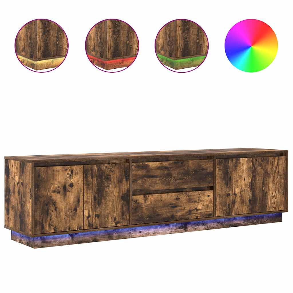 TV-Møbel Røkt EikTV-benk med LED-lys 193,5x41x50 cm