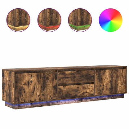 TV-Møbel Røkt EikTV-benk med LED-lys 193,5x41x50 cm