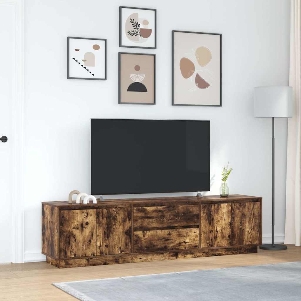 TV-Møbel Røkt EikTV-benk med LED-lys 193,5x41x50 cm