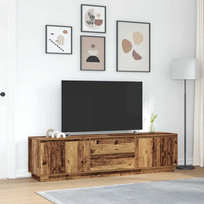 TV-Møbel Gammelt Tre TV-benk med LED-lys 193,5x41x50 cm