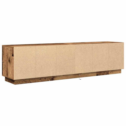 TV-Møbel Gammelt Tre TV-benk med LED-lys 193,5x41x50 cm