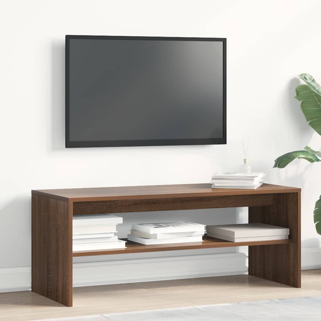 TV-benk brun eik 100x40x40 cm konstruert tre