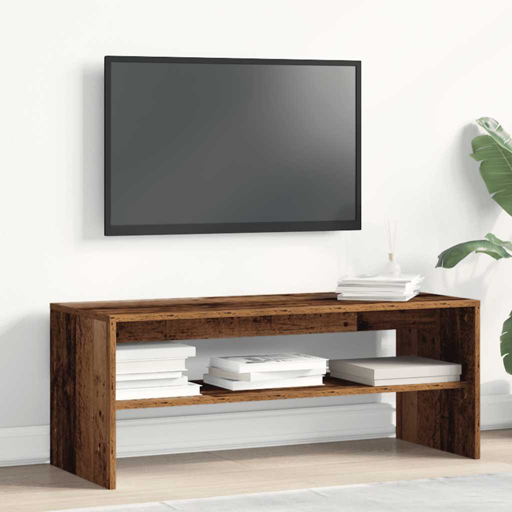 TV-benk gammelt tre 100x40x40 cm konstruert tre