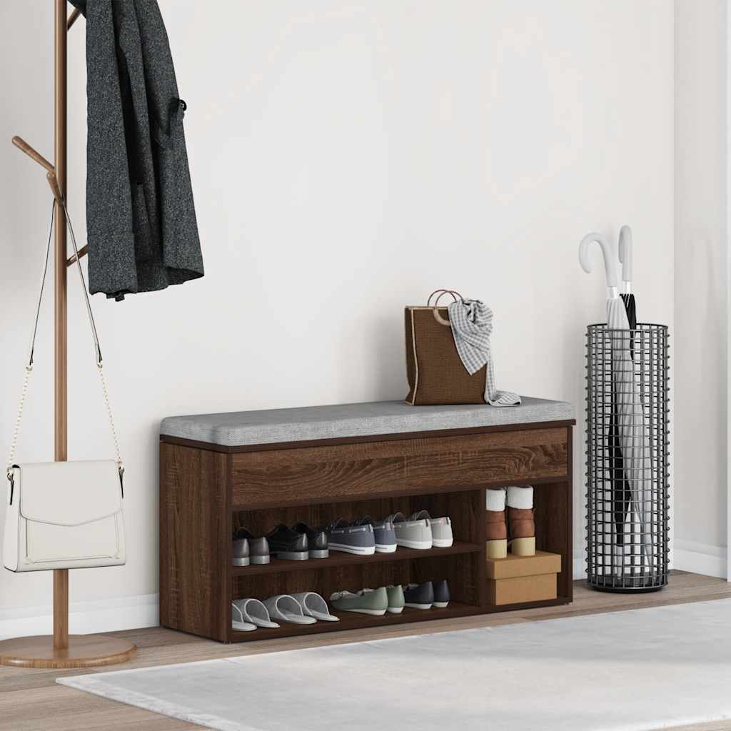 Skoskap Skohylle Skobenk Brun Eik 102x30,5x45 cm
