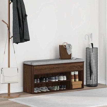 Skoskap Skohylle Skobenk Brun Eik 102x30,5x45 cm