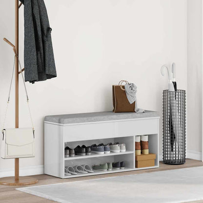 Skoskap Skohylle Skobenk Høyglans Hvit 102x30,5x45 cm