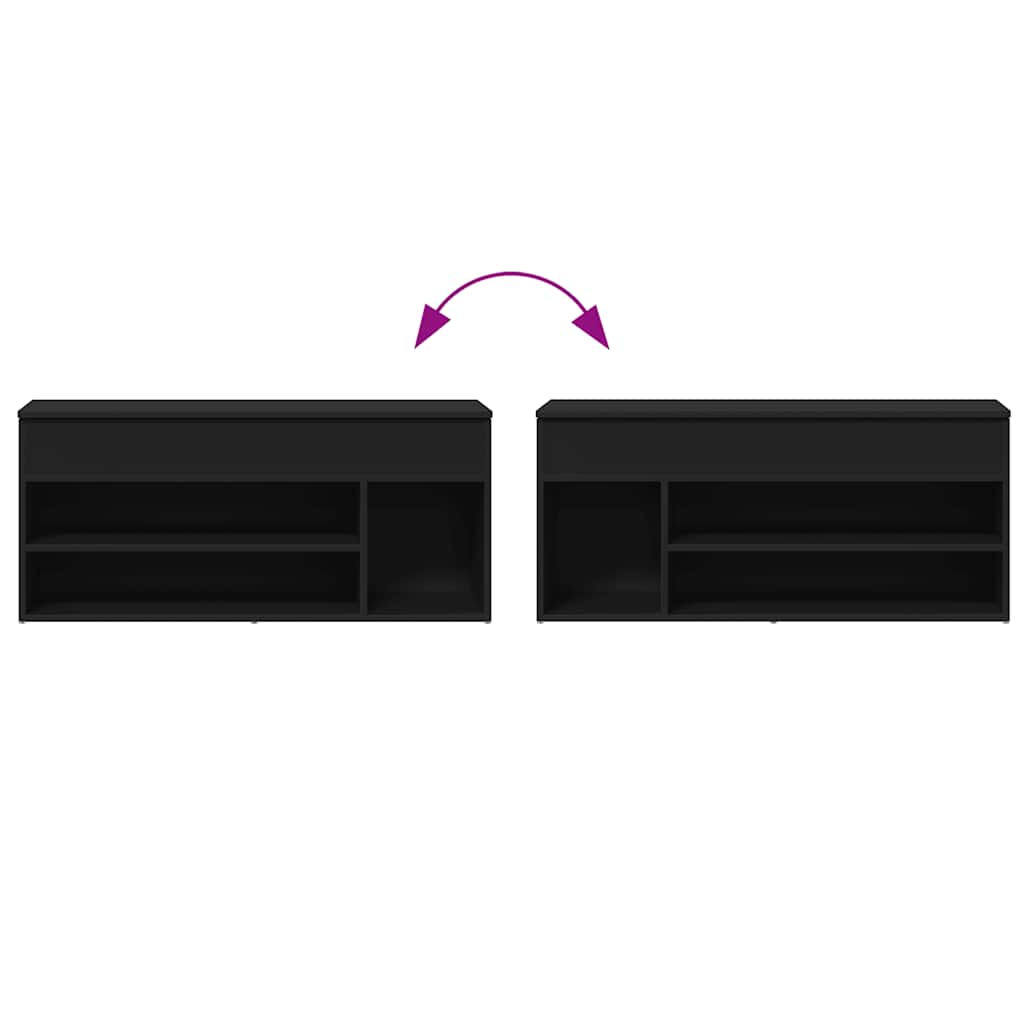 Skoskap Skohylle Skobenk Svart 102x30,5x45 cm