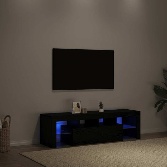 TV-Møbel Svart Eik TV-benk med LED-lys 140x36,5x40 cm