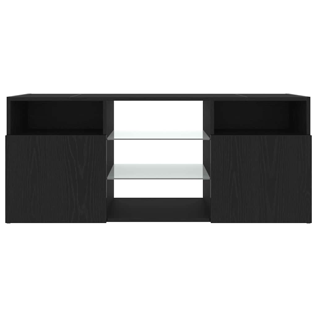 TV-Møbel Svart Eik TV-benk med LED-lys 120x30x50 cm