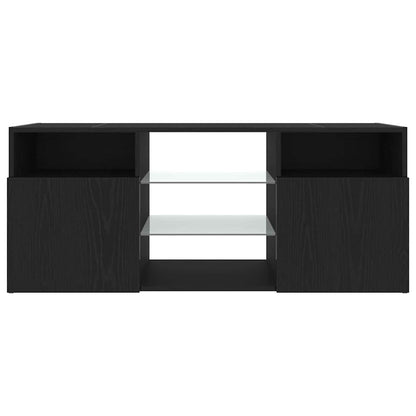 TV-Møbel Svart Eik TV-benk med LED-lys 120x30x50 cm