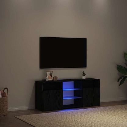 TV-Møbel Svart Eik TV-benk med LED-lys 120x30x50 cm