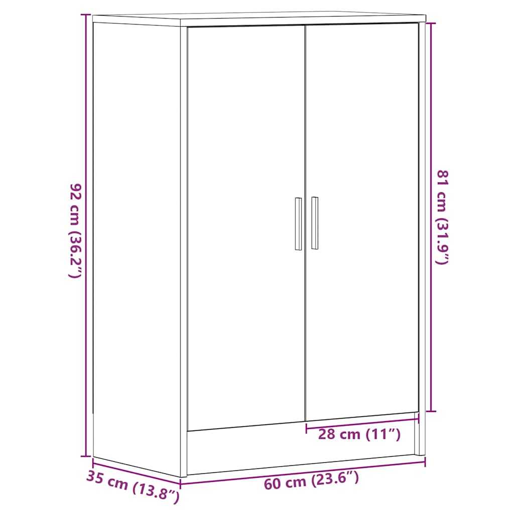 Skoskap Skohylle Skobenk Svart Eik 60x35x92 cm