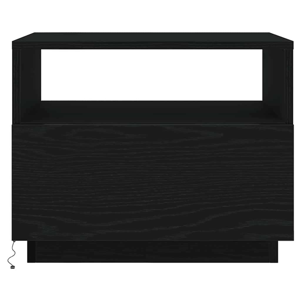 Salongbord Sofabord Svart med LED-lys Eik 50x49x40 cm