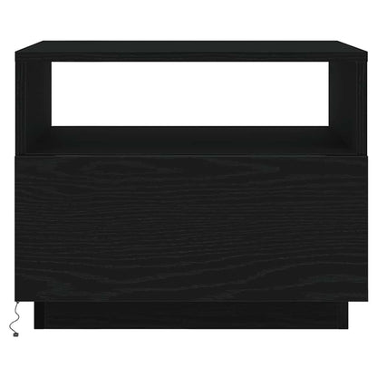 Salongbord Sofabord Svart med LED-lys Eik 50x49x40 cm