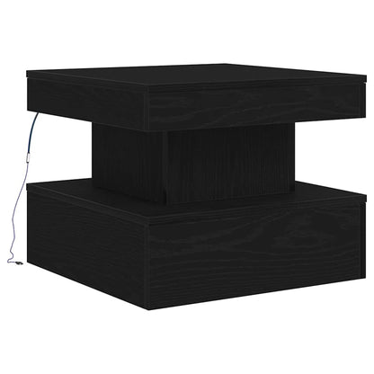 Salongbord Sofabord Svart med LED-lys Eik 50x50x40 cm