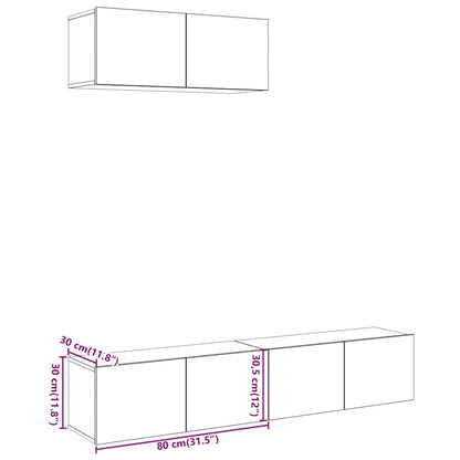 TV-skapsett 3 deler veggmontert artisan eik konstruert tre