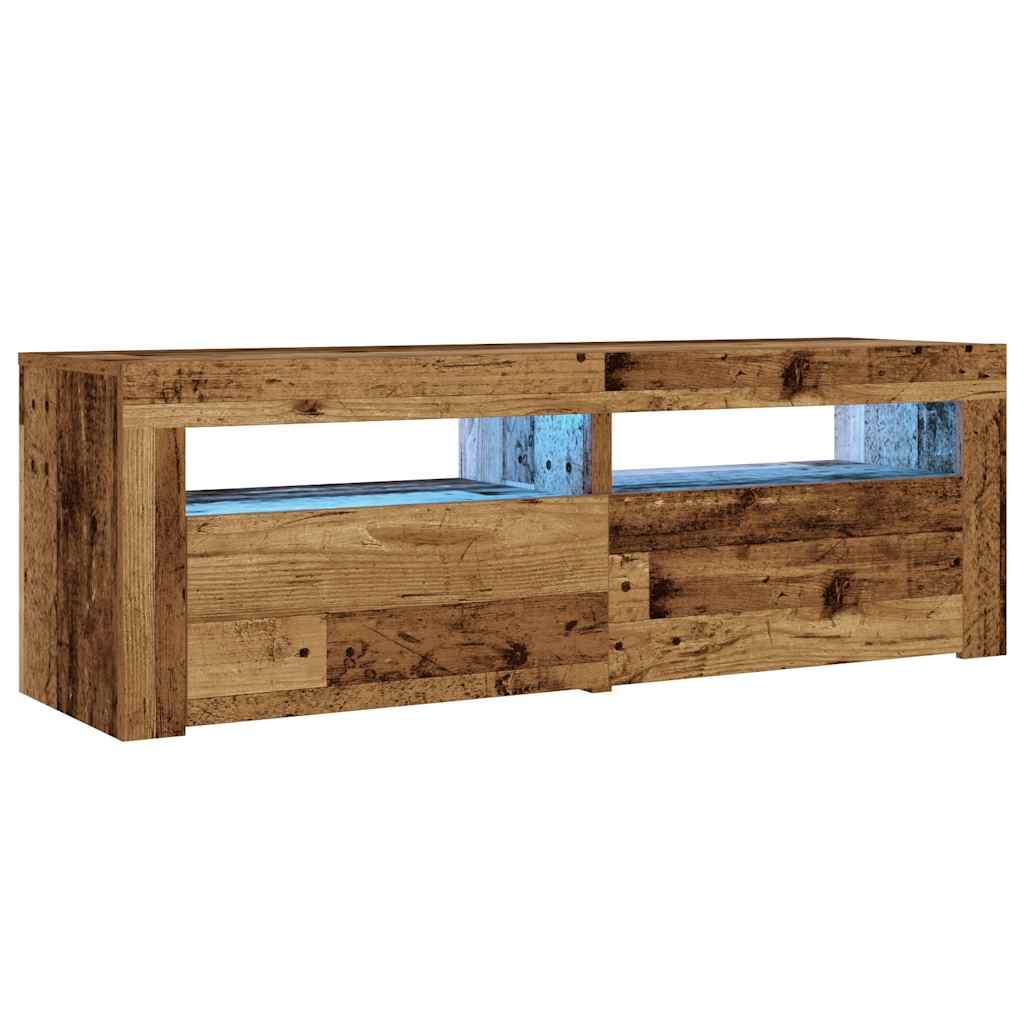 Nattbord med LED 2 stk gammelt tre 60x35x40 cm