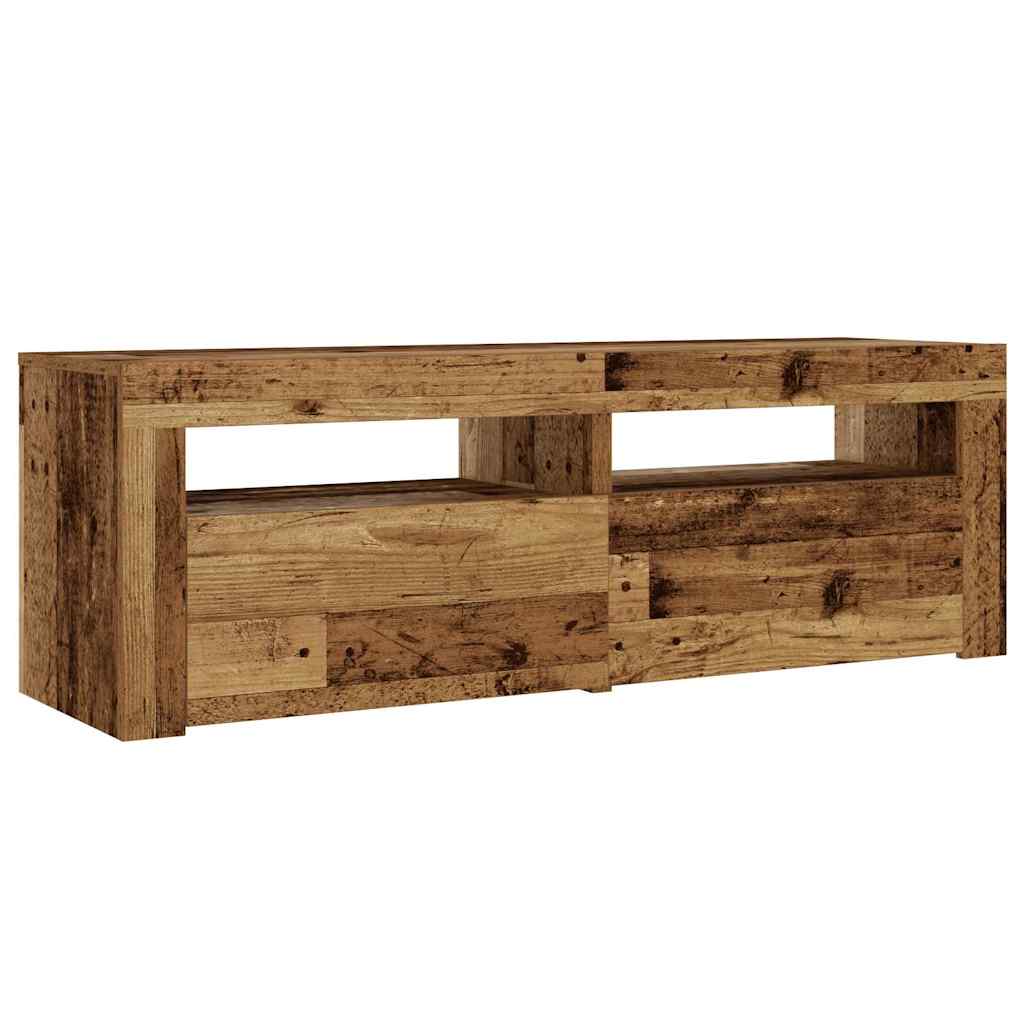 Nattbord med LED 2 stk gammelt tre 60x35x40 cm