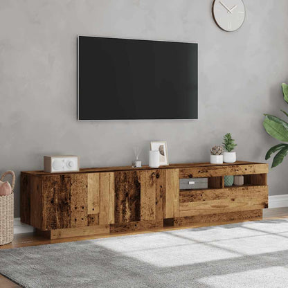 TV-Møbel Gammelt Tre TV-benk med LED-lys 180x35x40 cm