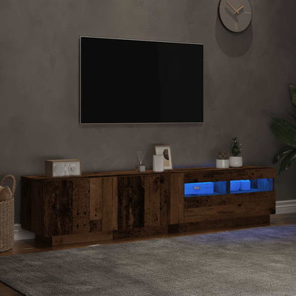 TV-Møbel Gammelt Tre TV-benk med LED-lys 180x35x40 cm