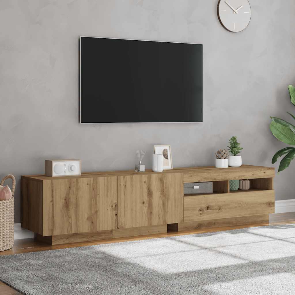 TV-Møbel Artisan Eik TV-benk med LED-lys 180x35x40 cm