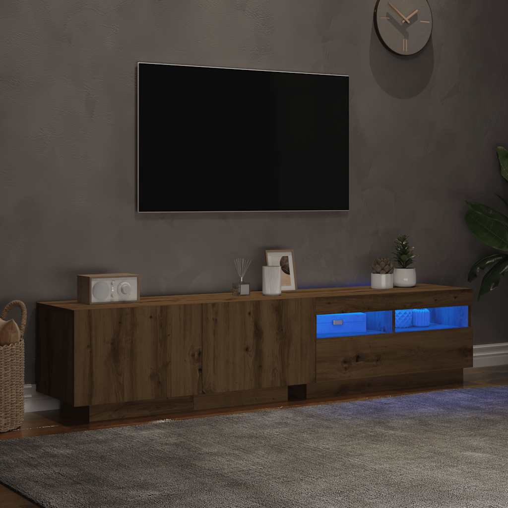 TV-Møbel Artisan Eik TV-benk med LED-lys 180x35x40 cm
