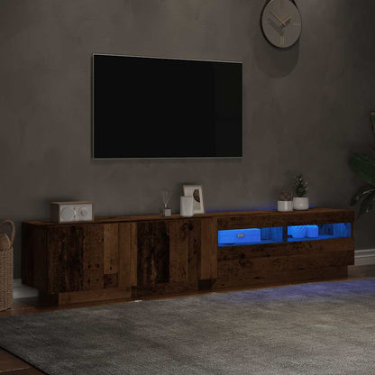 TV-Møbel Gammelt Tre TV-benk med LED-lys 200x35x40 cm