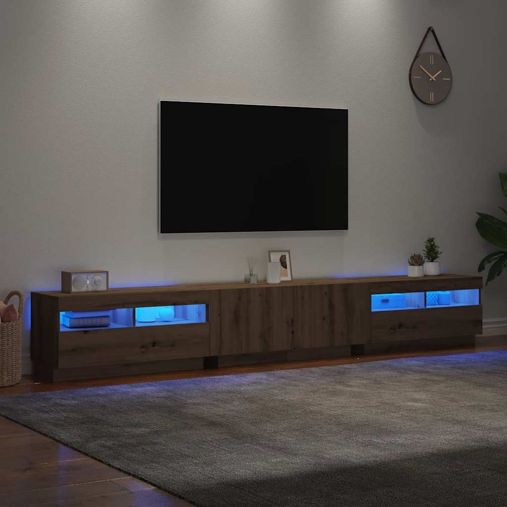 TV-Møbel Artisan Eik TV-benk med LED-lys 260x35x40 cm