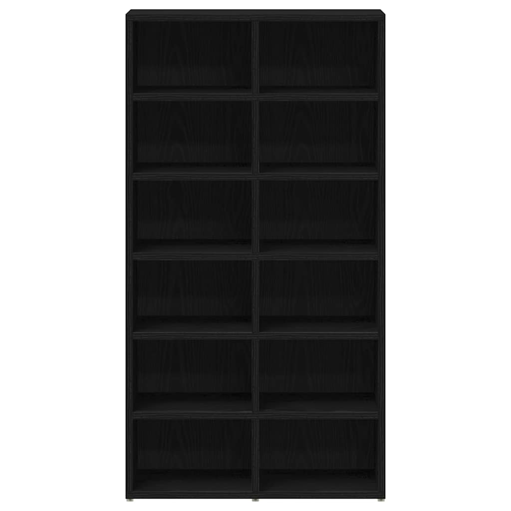 Skoskap Skohylle Skobenk Svart Eik 54x34x100,5 cm