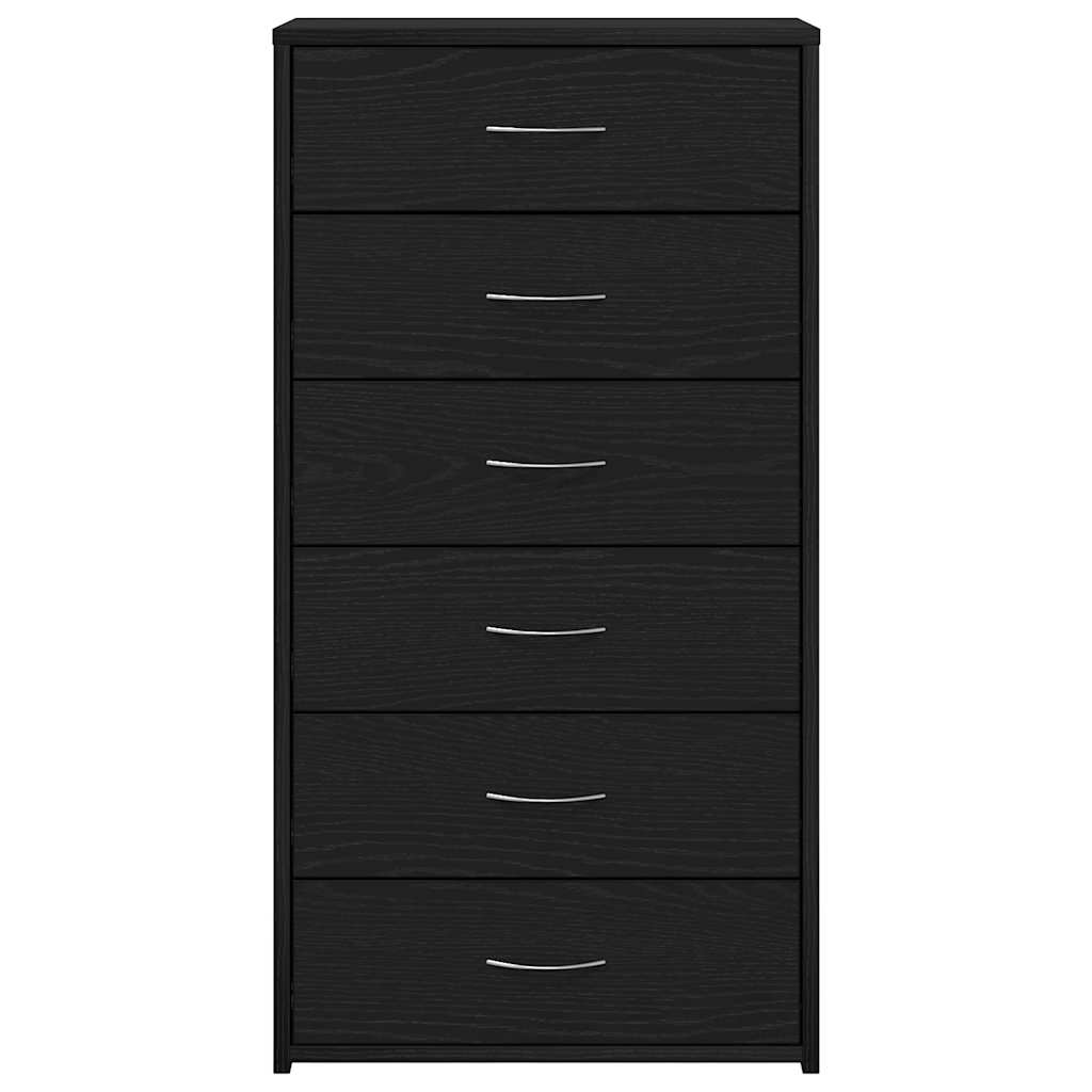 Kommode Svart Eik med 6 skuffer 50x34x96 cm