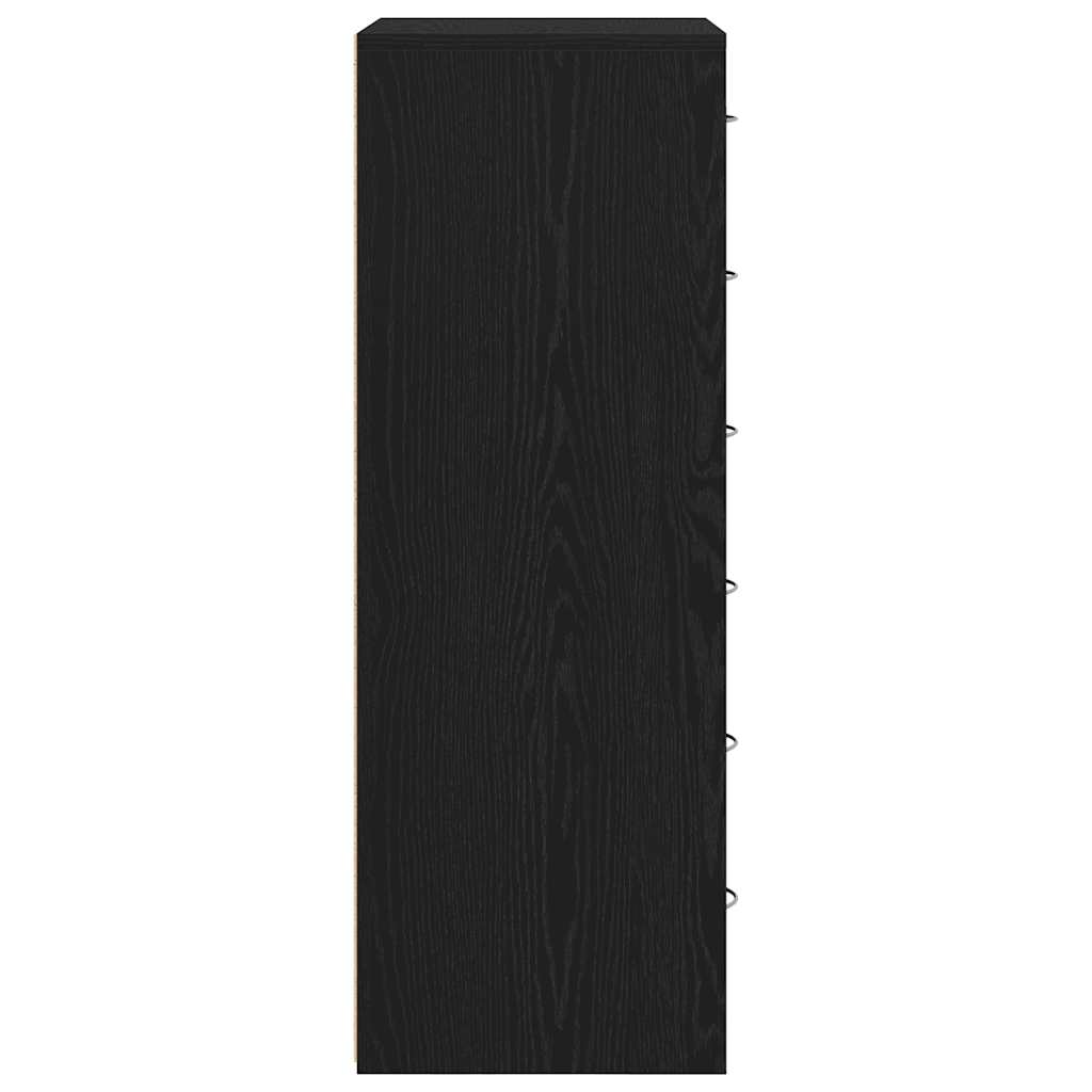 Kommode Svart Eik med 6 skuffer 50x34x96 cm