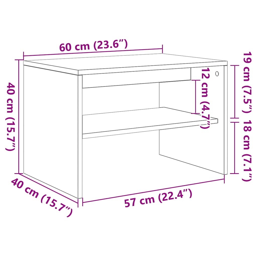 TV-benk betonggrå 60x40x40 cm konstruert tre