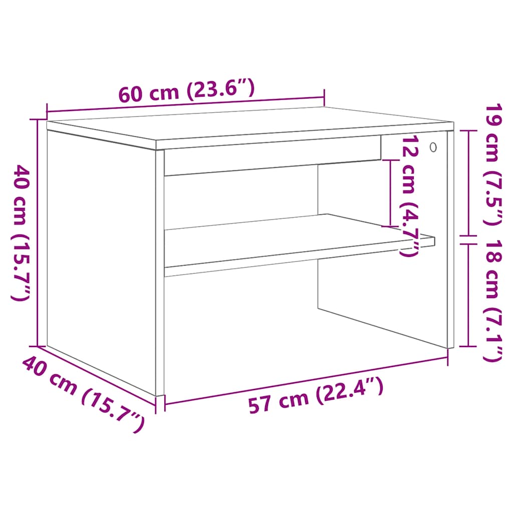 TV-benk brun eik 60x40x40 cm konstruert tre