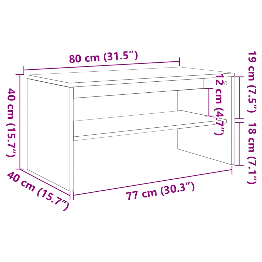 TV-benk hvit 80x40x40 cm sponplate