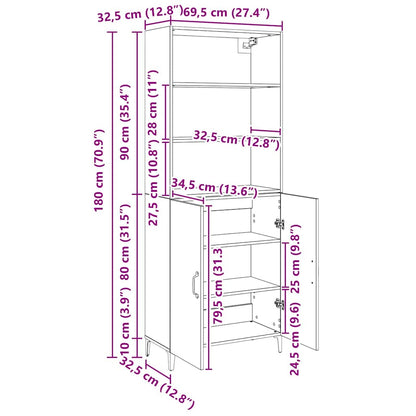 Skjenk Svart Eik 69,5 x 32,5 x 180 cm