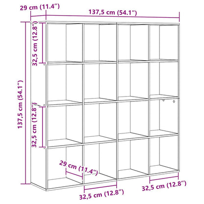 Bokhylle Svart Eik 137.5 x 29 x 137.5 cm