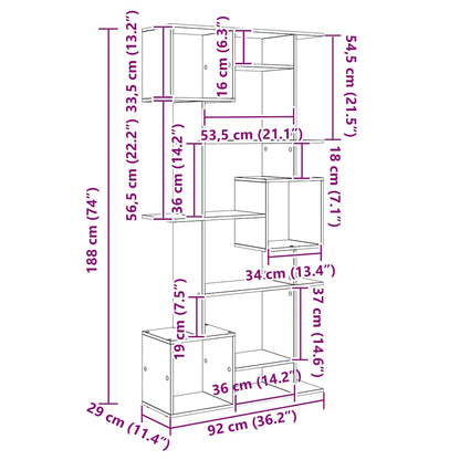 Bokhylle Svart Eik 92 x 29 x 188 cm