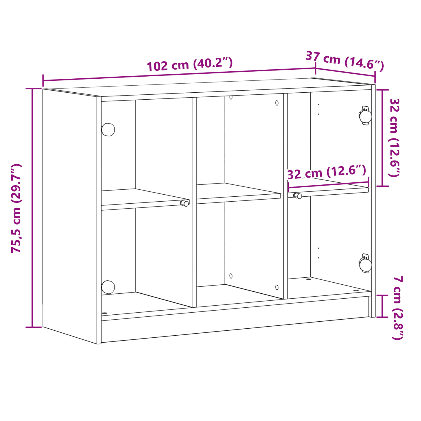 Skjenk Svart Eik 102x37x75,5 cm Konstruksjons Tre