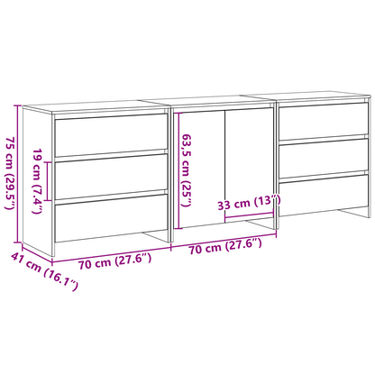 Sidebord Svart 3-delt