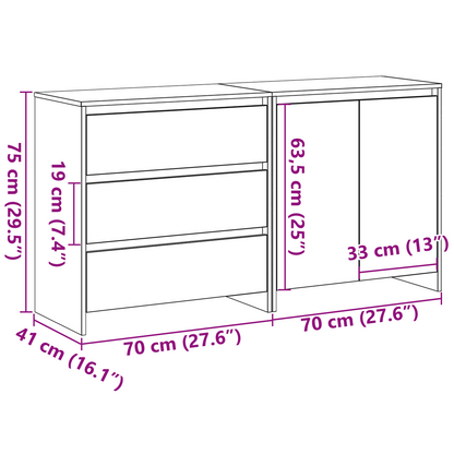 Sidebord Svart 2-delt
