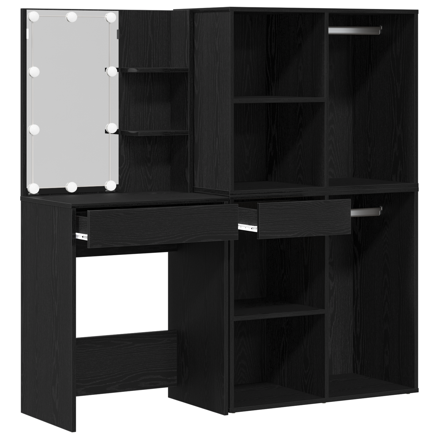 Sminkebord Svart Eik LED 2 skap