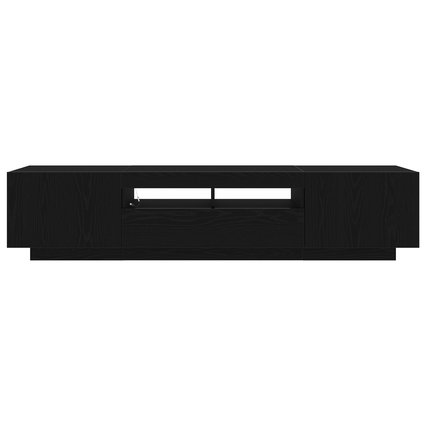 TV-Møbel Svart Eik TV-benk med LED-belysning,, 180x35x40 cm,