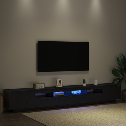 TV-Møbel Svart Eik TV-skap med LED-lys i 260x35x40 cm av