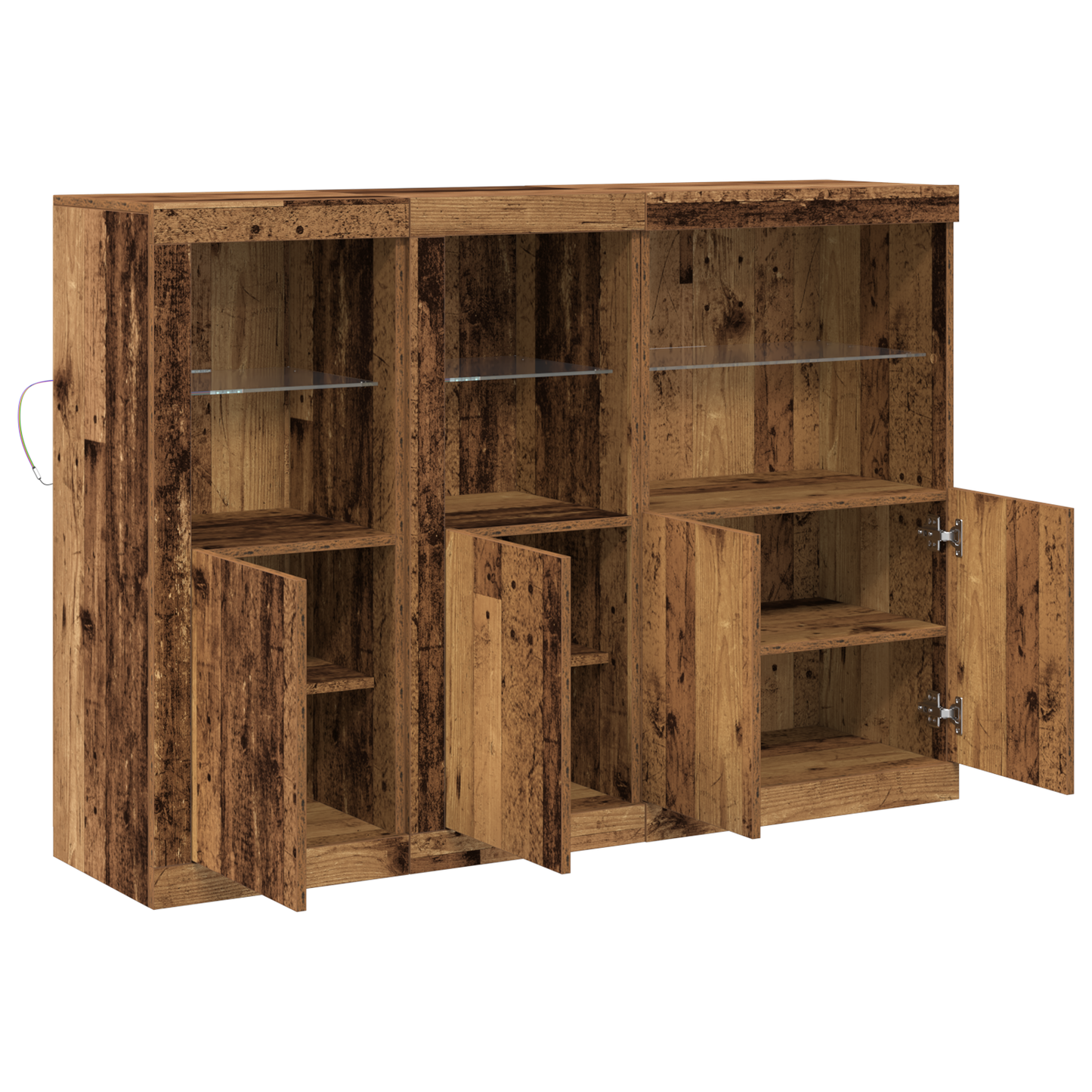 Skjenk Gammelt Tre med LED-belysning 142,5x37x100 cm