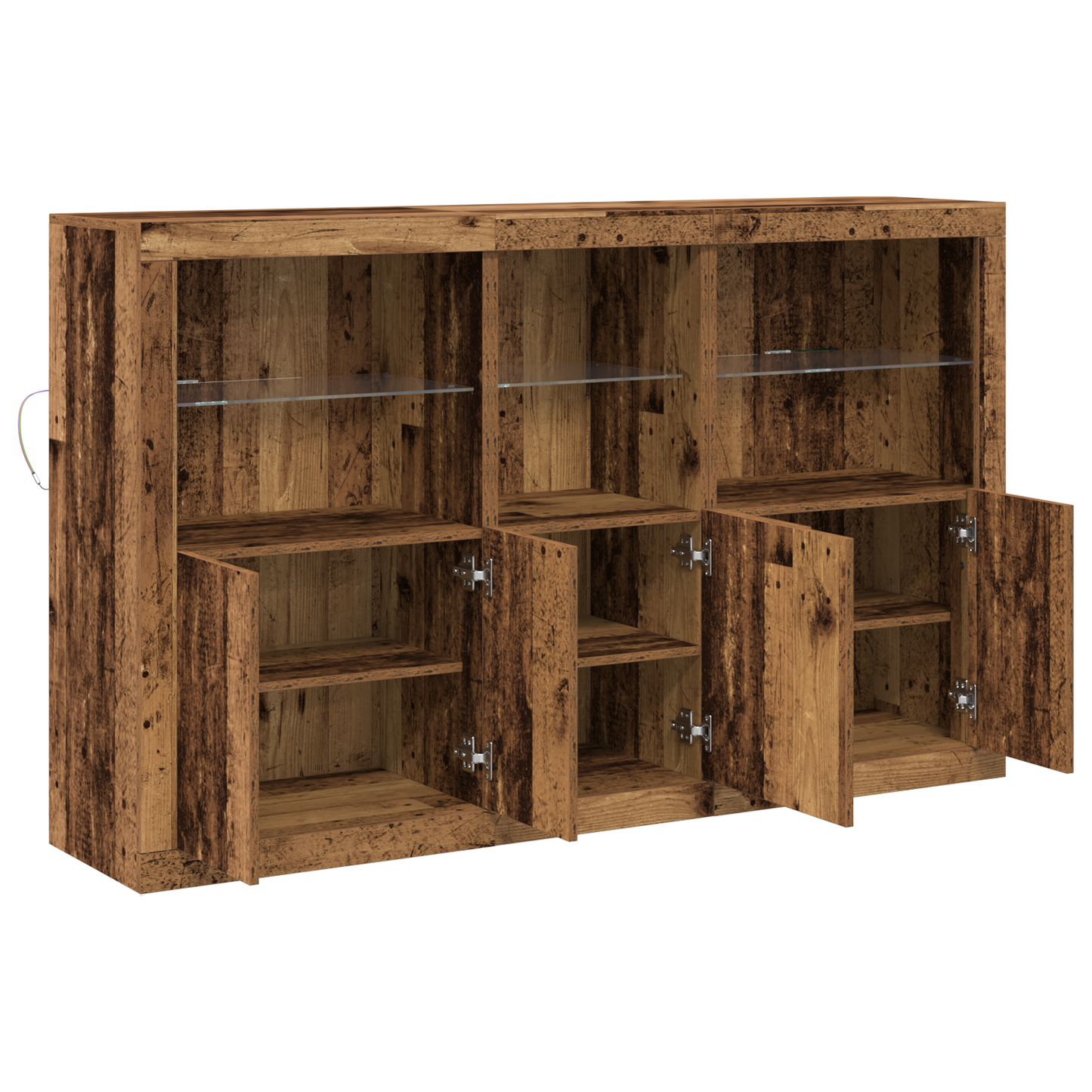 Skjenk Gammelt Tre med LED-lamper 162x37x100 cm