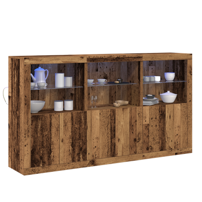 Skjenk Gammelt Tre med LED lys 181.5x37x100 cmt tre