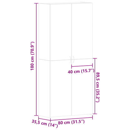 Skoskap Skohylle Skobenk Svart Eik 80x35,5x180 cm
